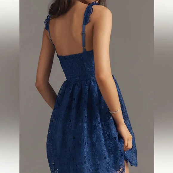 Anthropologie Ruffle-Strap Corset Lace Mini Dress - Picture 4 of 4